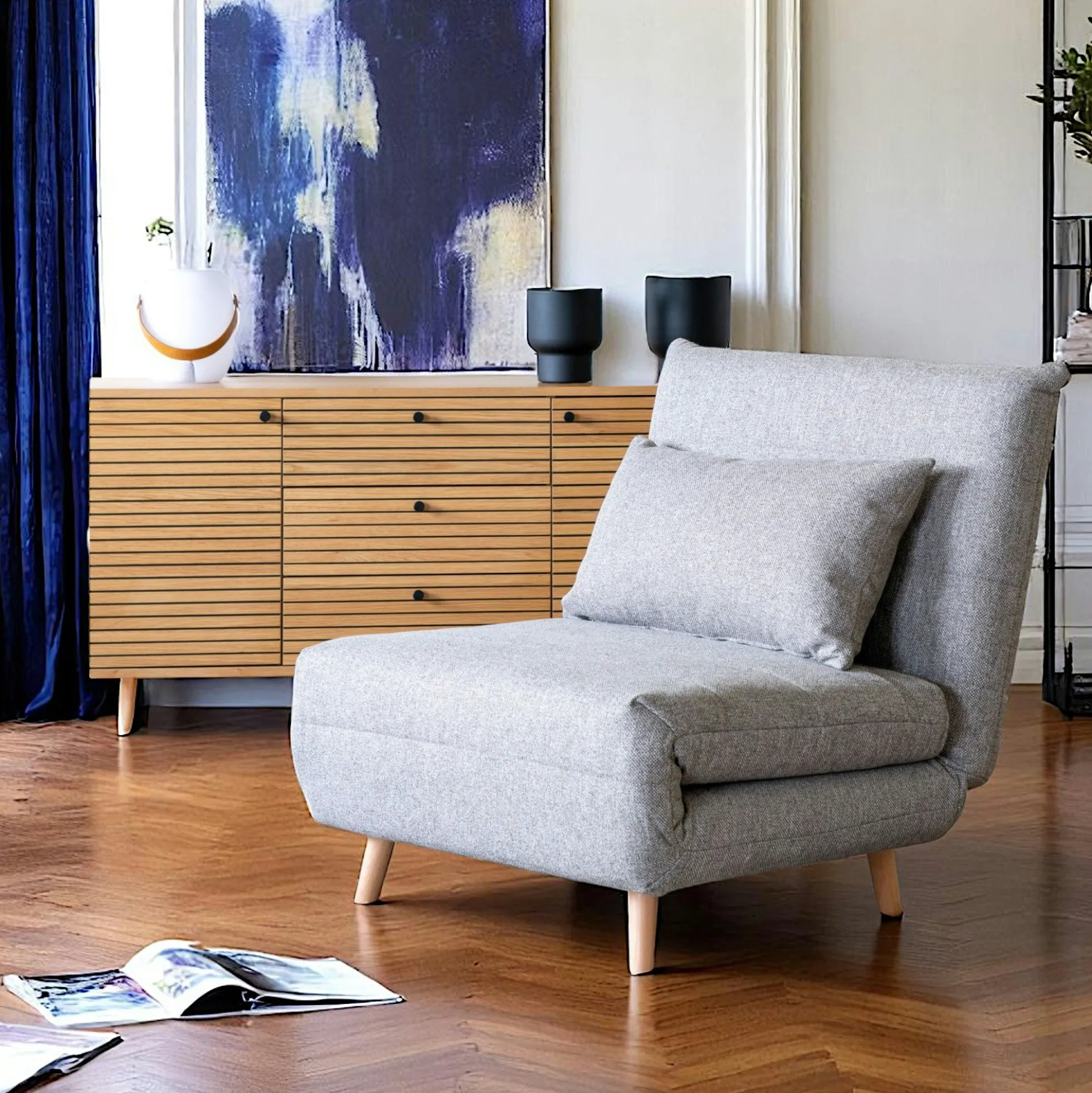 Fauteuil convertible gris BERLIN