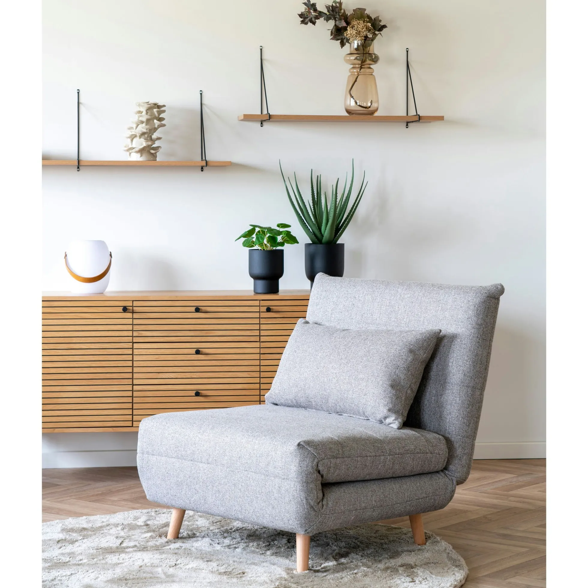 Fauteuil convertible gris BERLIN