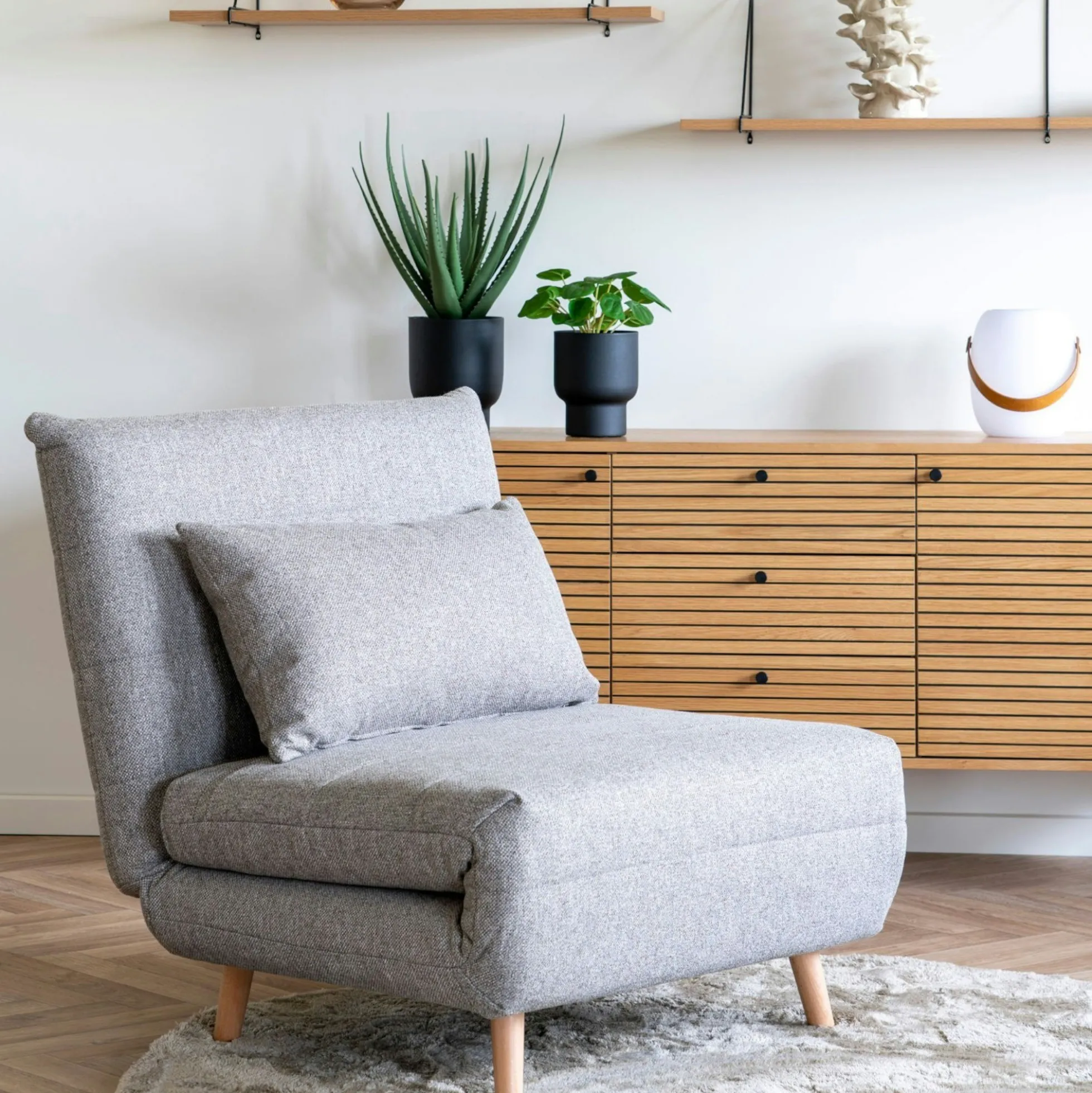 Fauteuil convertible gris BERLIN