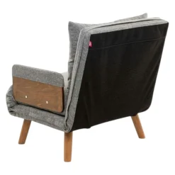 Fauteuil convertible gris chiné 1 place couchage 190 cm LOJA