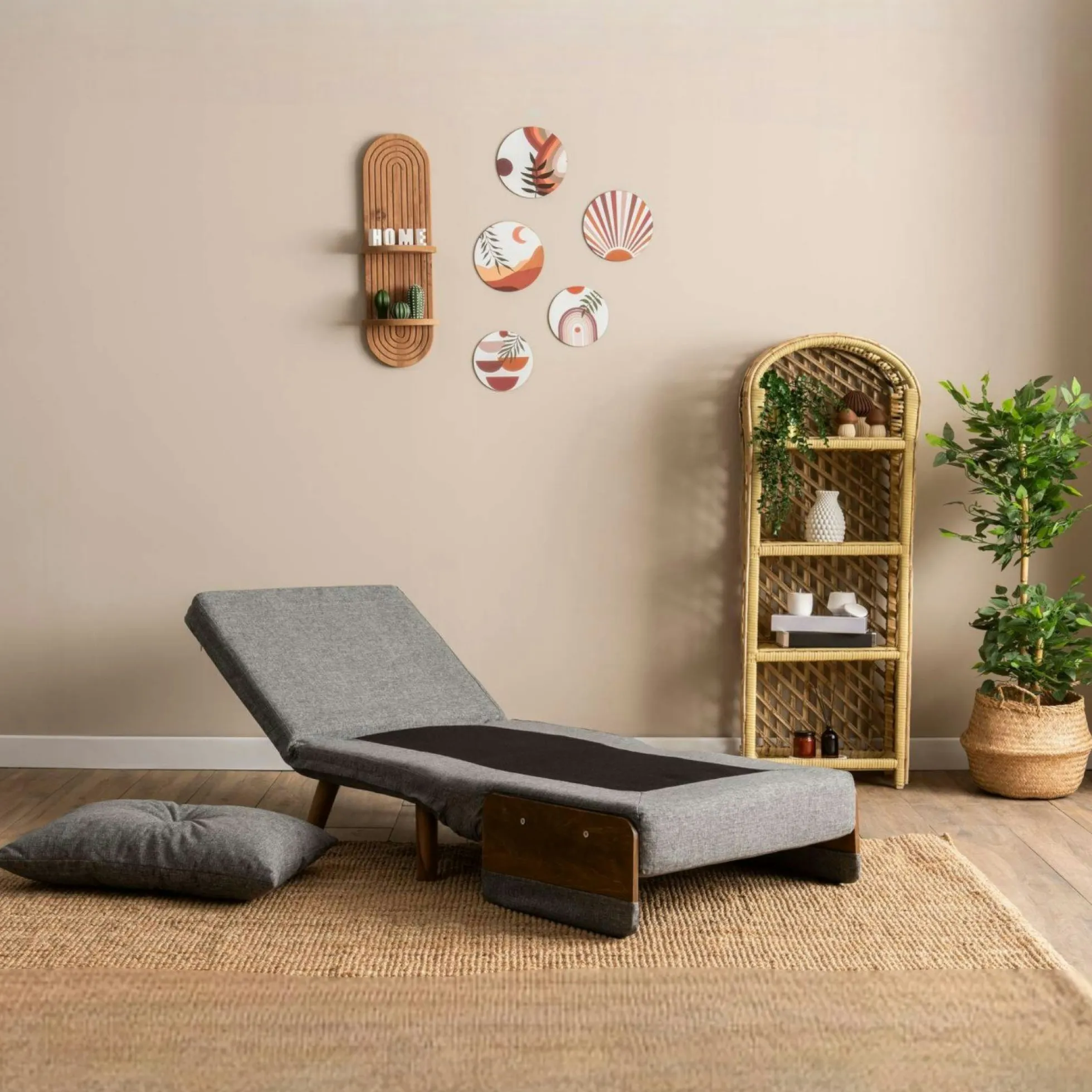 Fauteuil convertible gris chiné 1 place couchage 190 cm LOJA