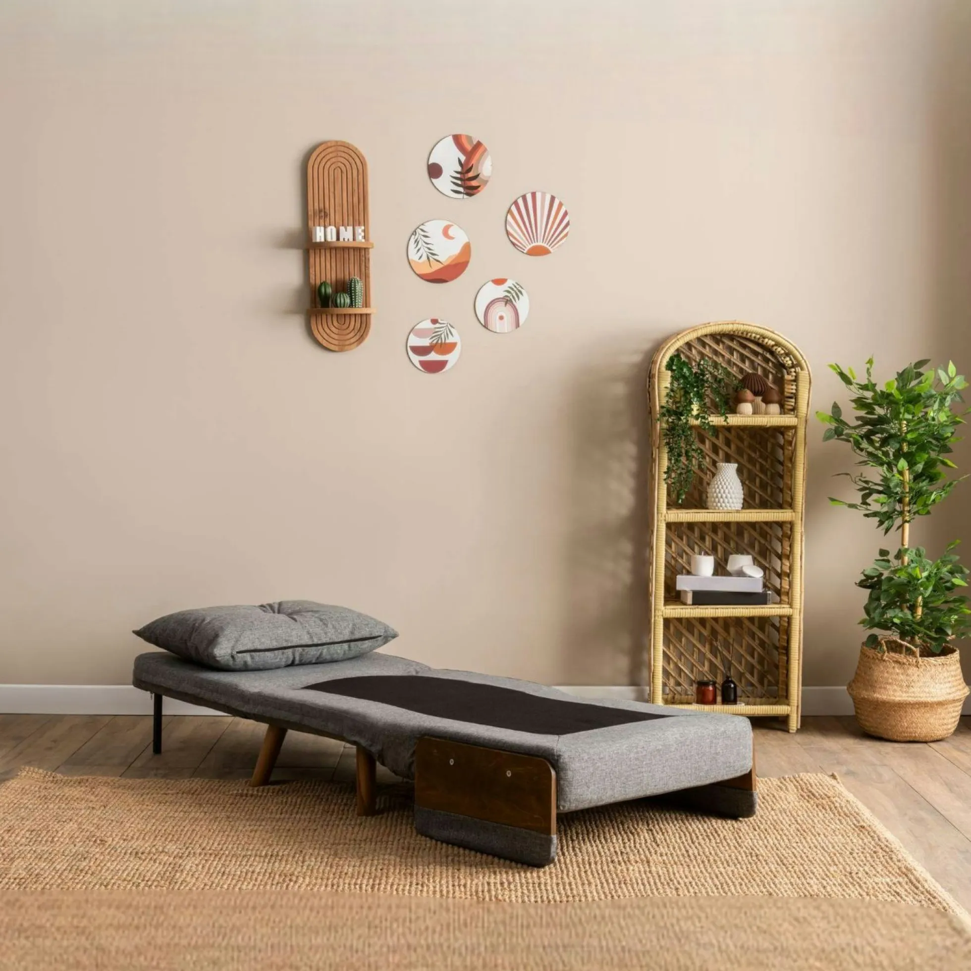 Fauteuil convertible gris chiné 1 place couchage 190 cm LOJA