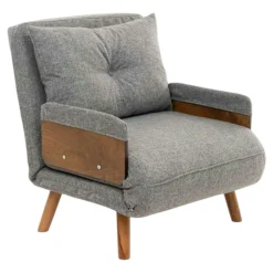Fauteuil convertible gris chiné 1 place couchage 190 cm LOJA