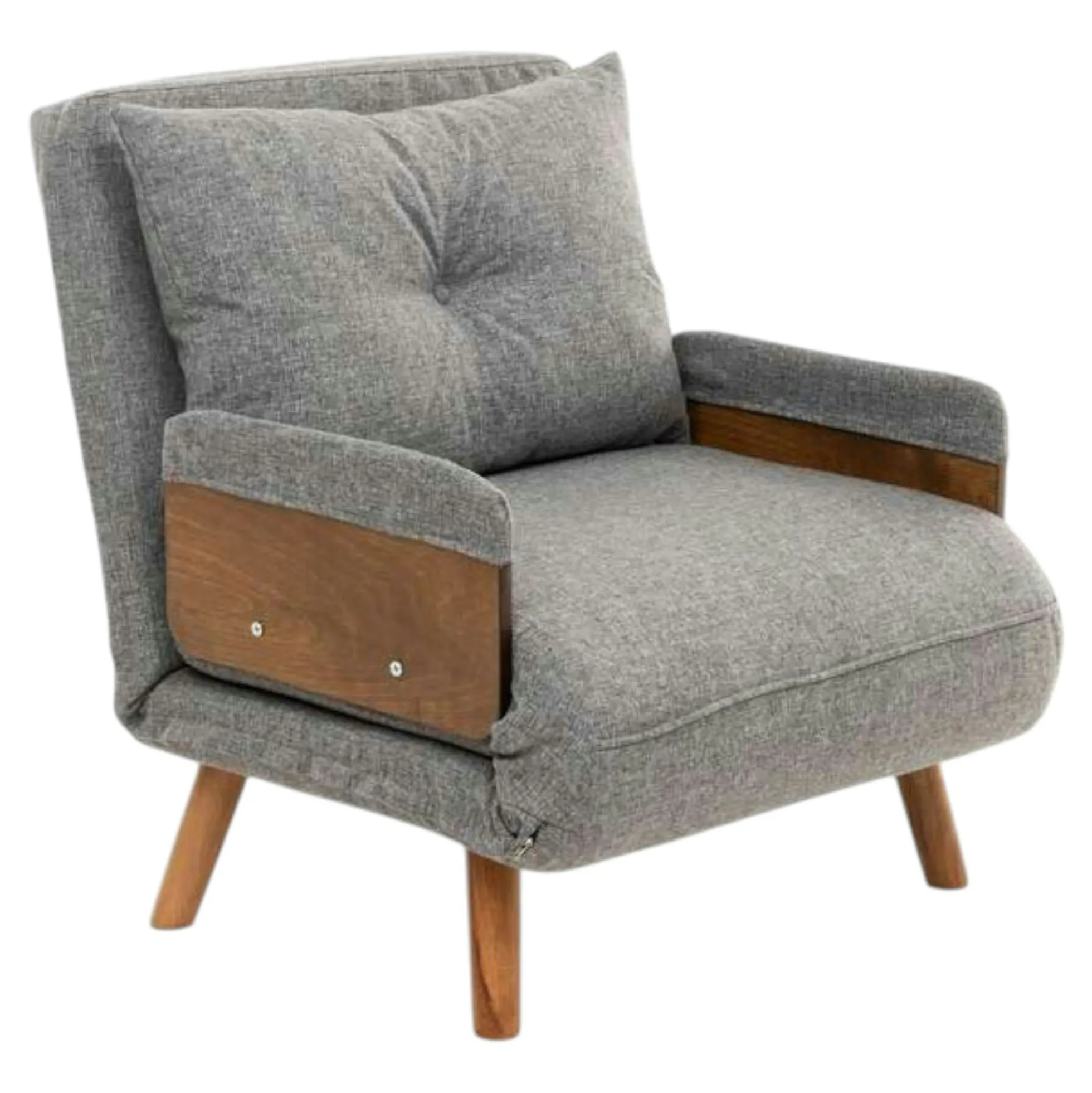 Fauteuil convertible gris chiné 1 place couchage 190 cm LOJA