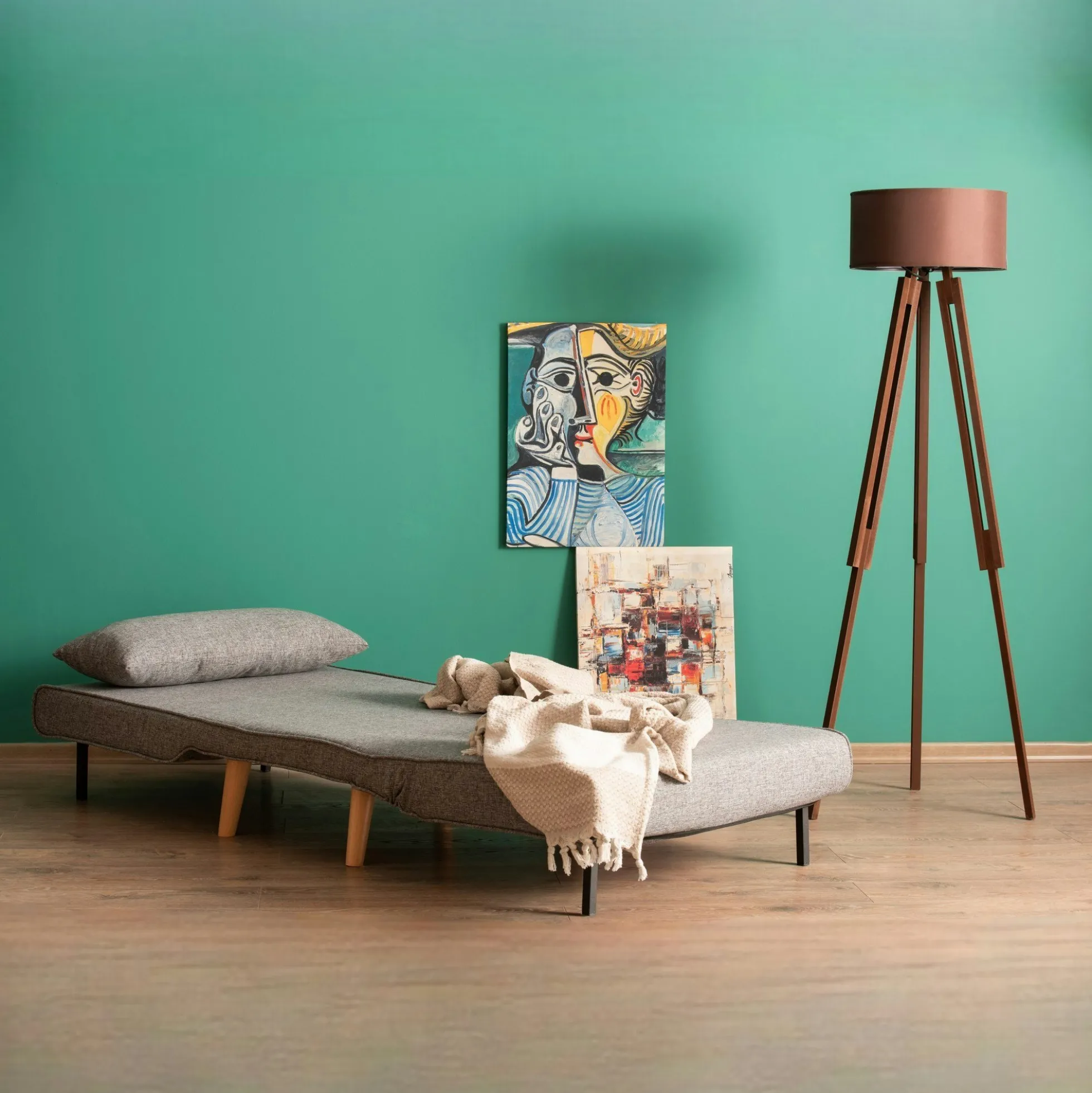 Fauteuil convertible gris clair chiné, couchage 180 cm COPALA