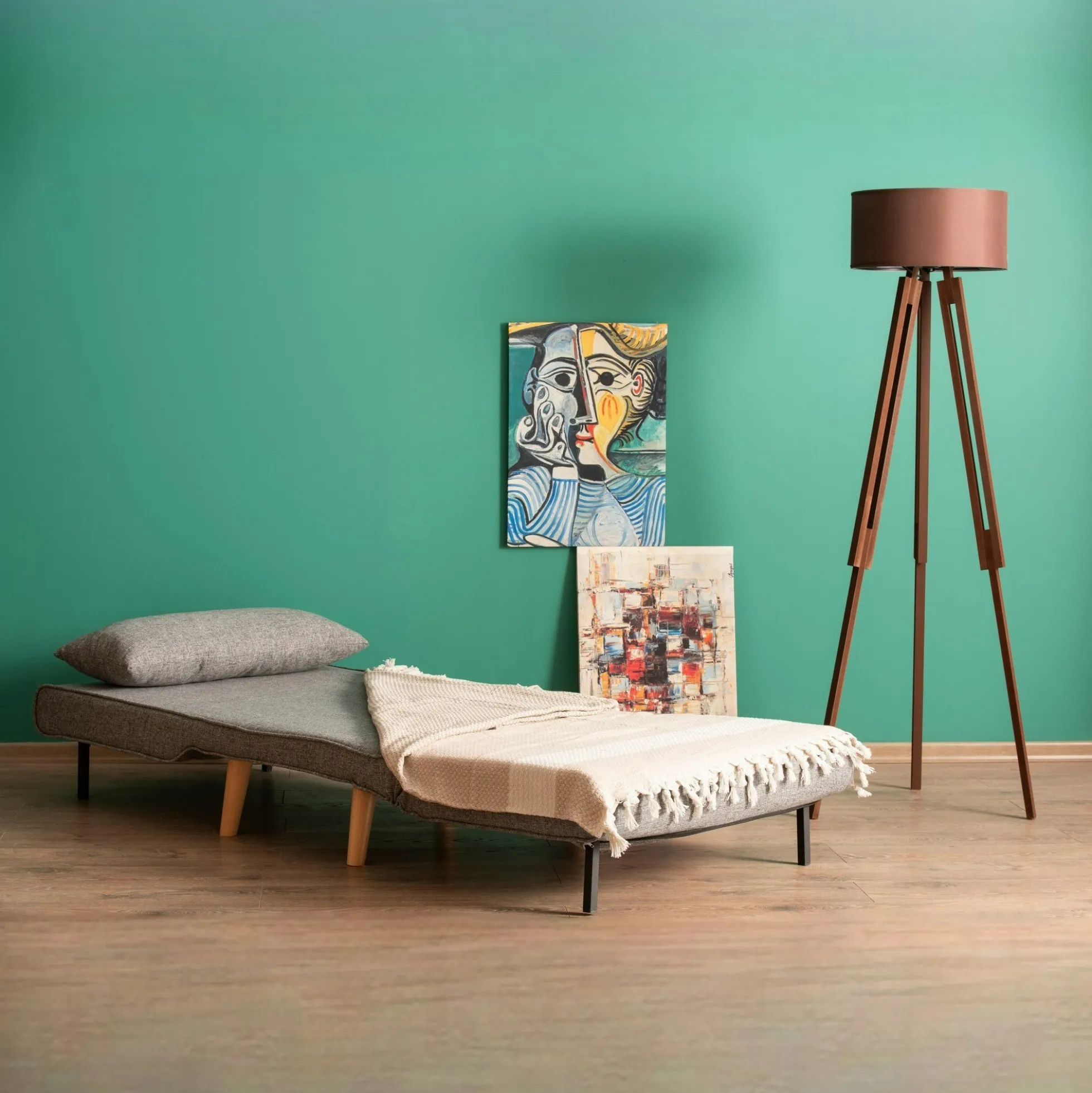 Fauteuil convertible gris clair chiné, couchage 180 cm COPALA