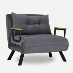 Fauteuil convertible gris - coussin assorti MODI