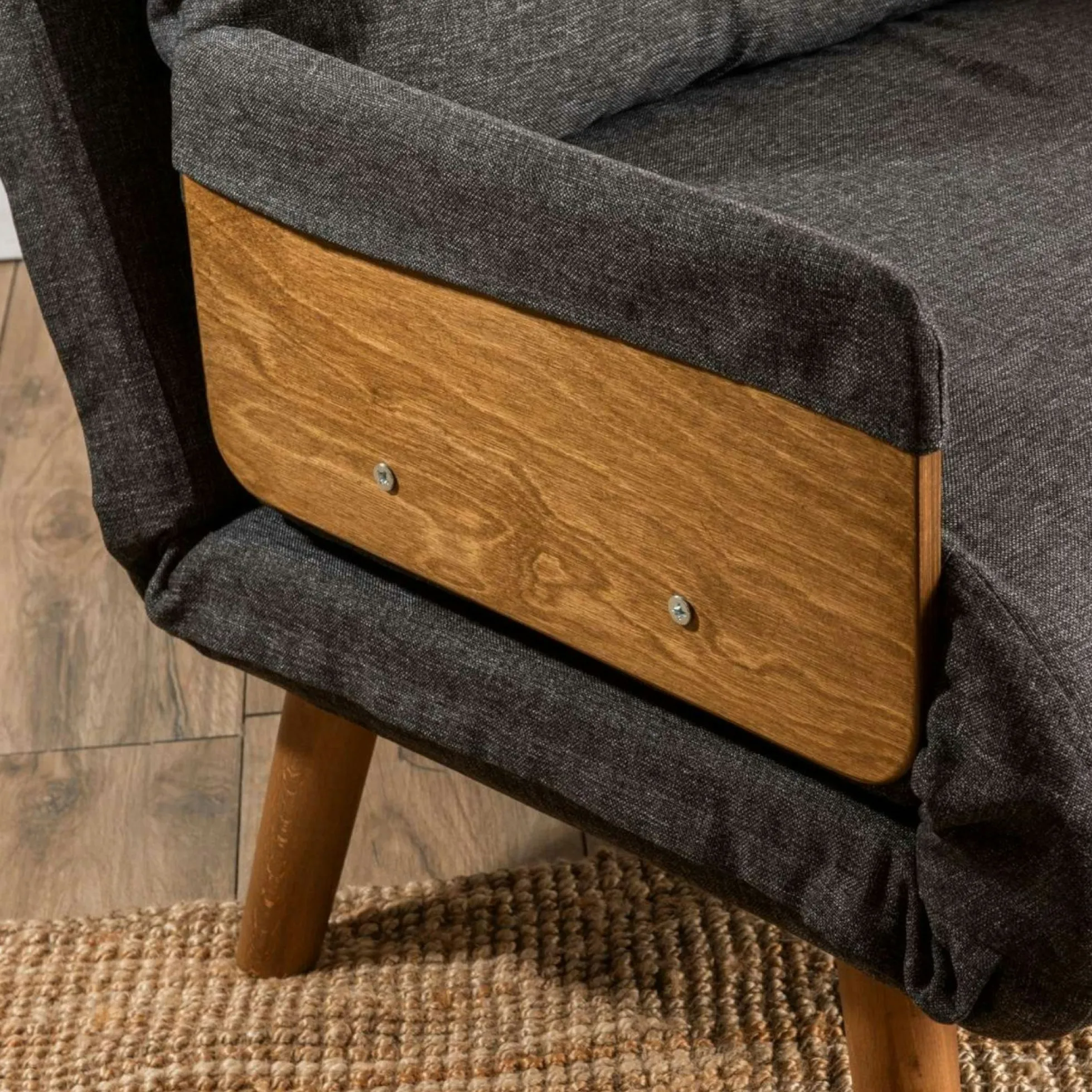 Fauteuil convertible gris foncé 1 place couchage 190 cm LOJA