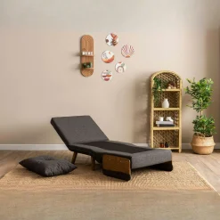 Fauteuil convertible gris foncé 1 place couchage 190 cm LOJA