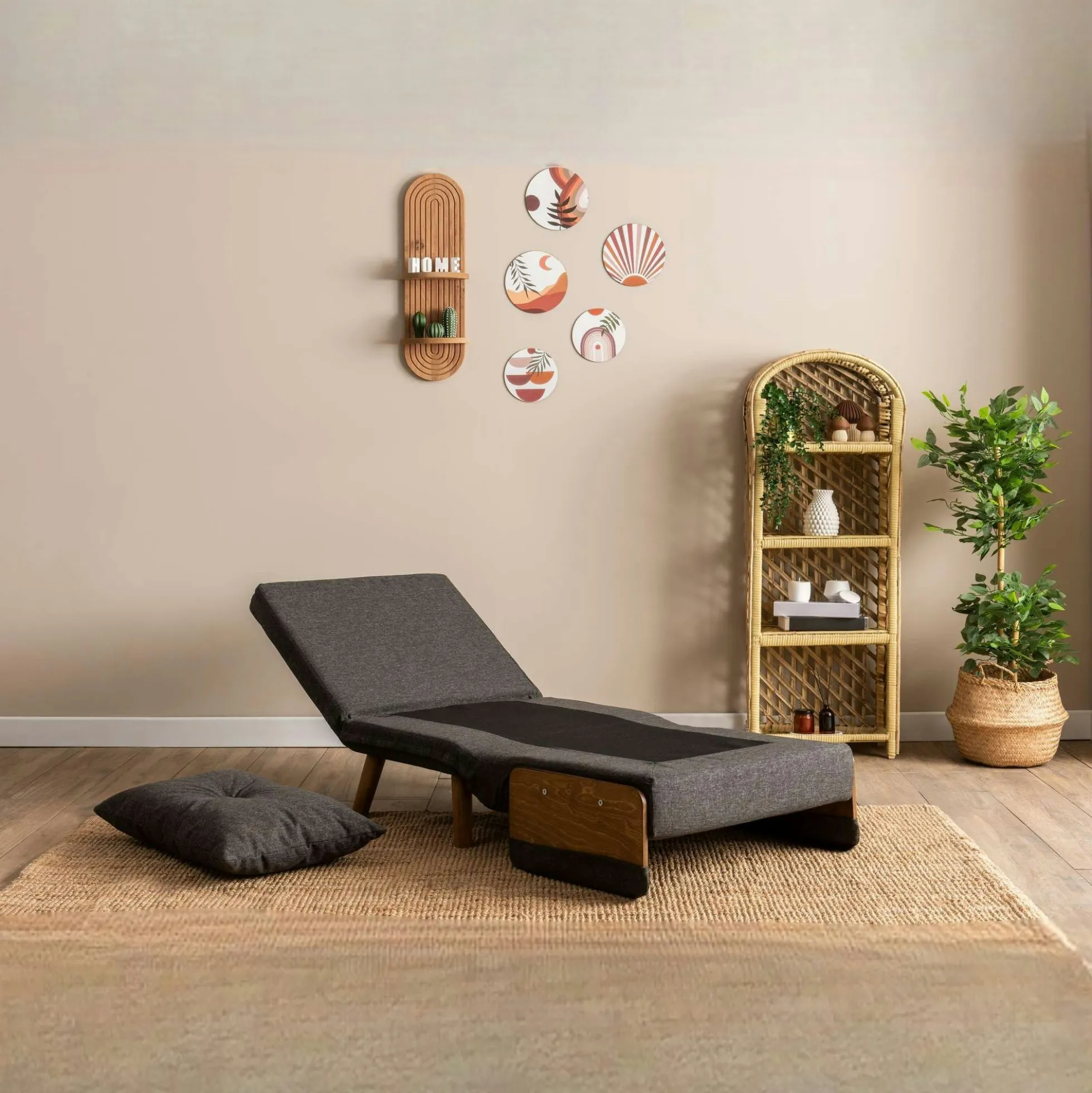 Fauteuil convertible gris foncé 1 place couchage 190 cm LOJA