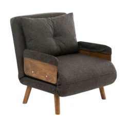 Fauteuil convertible gris foncé 1 place couchage 190 cm LOJA