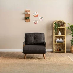 Fauteuil convertible gris foncé 1 place couchage 190 cm LOJA
