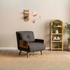 Fauteuil convertible gris foncé 1 place couchage 190 cm LOJA