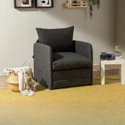 Fauteuil convertible gris foncé lin couchage 200 cm ORURO
