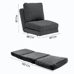 Fauteuil convertible gris foncé - tissu MODI