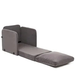 Fauteuil convertible gris velours couchage 200 cm ORURO