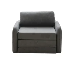 Fauteuil convertible gris velours côtelé, 1 place QUITO
