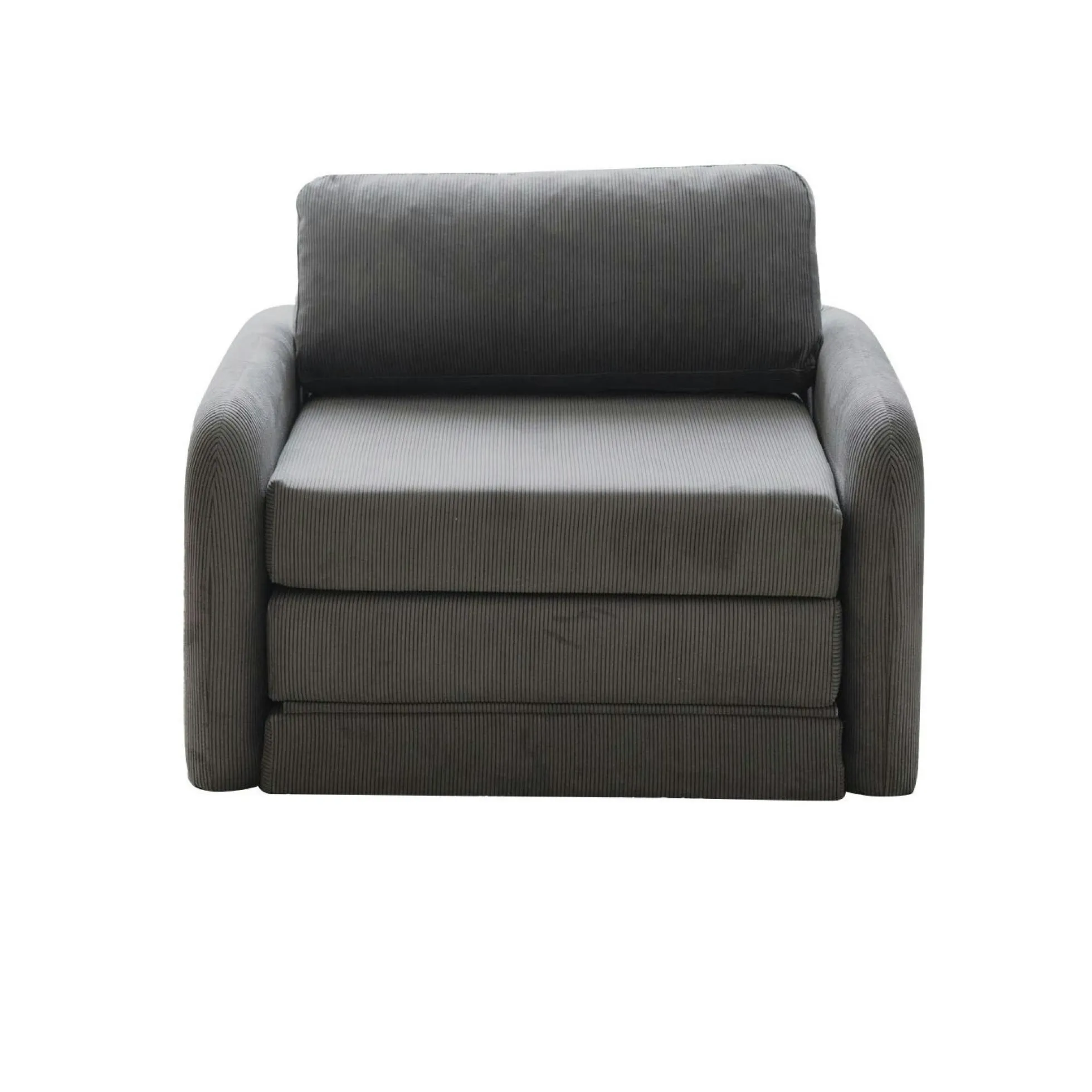 Fauteuil convertible gris velours côtelé, 1 place QUITO