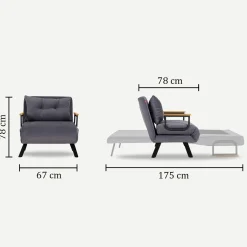 Fauteuil convertible marron 1 place couchage 175 cm MODI