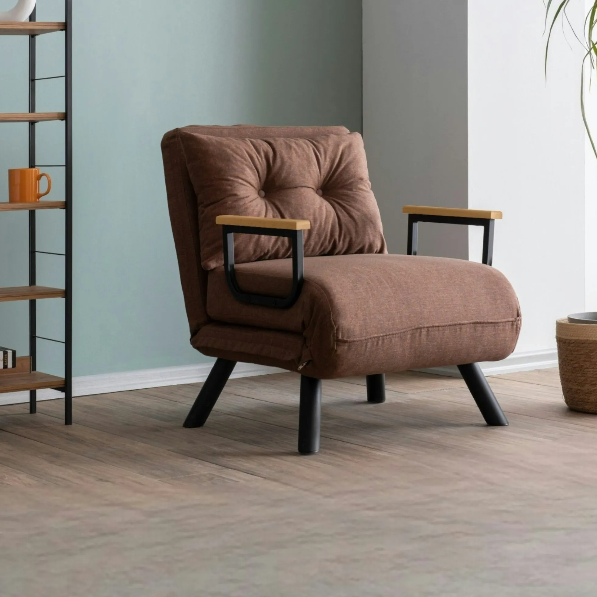 Fauteuil convertible marron 1 place couchage 175 cm MODI