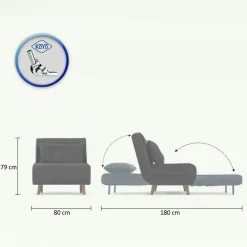Fauteuil convertible marron, couchage 180 cm COPALA