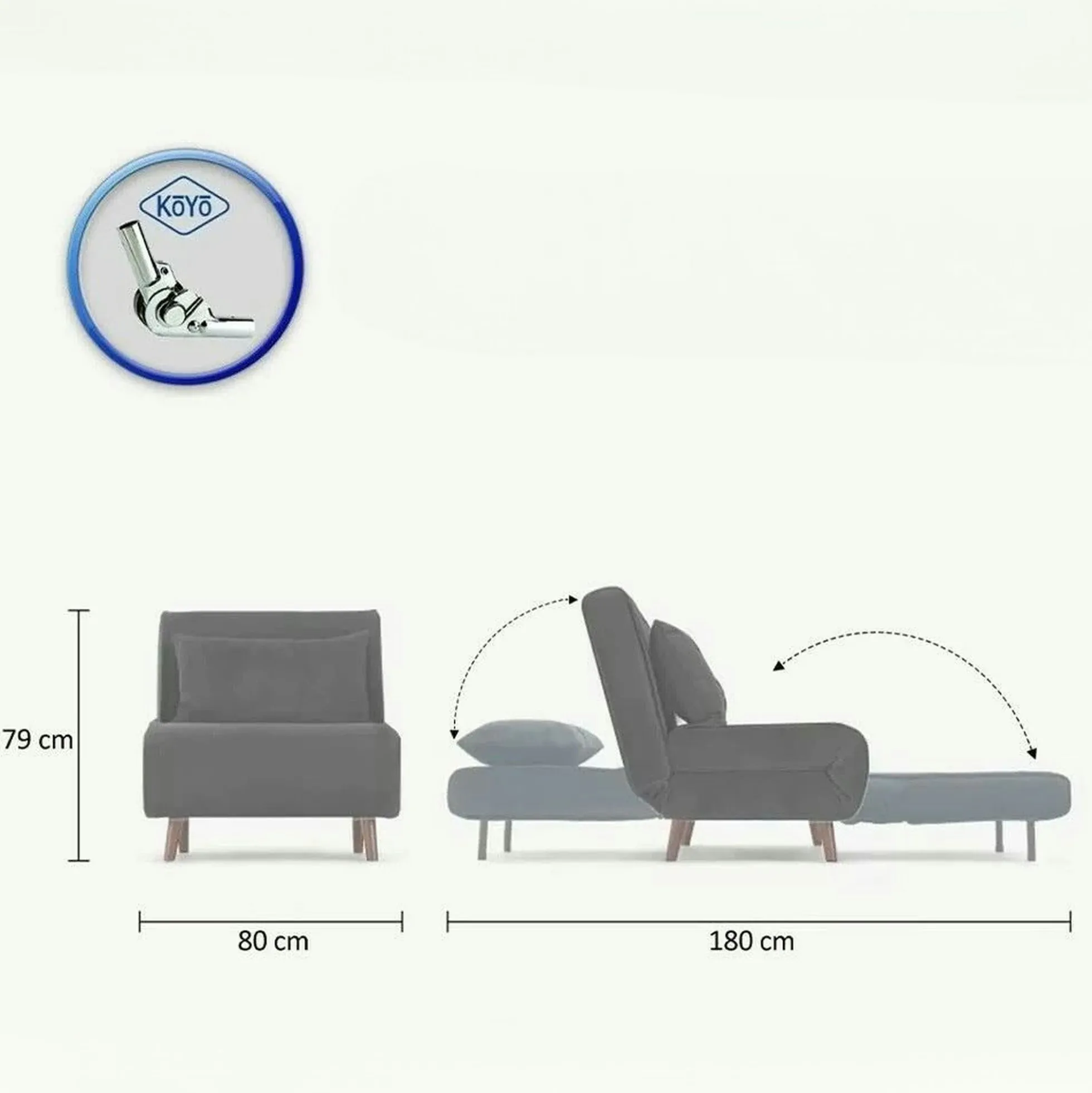 Fauteuil convertible marron, couchage 180 cm COPALA