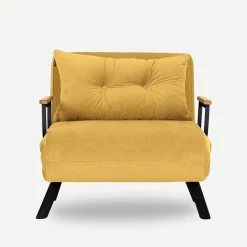 Fauteuil convertible moutarde - coussin assorti MODI