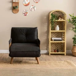 Fauteuil convertible noir 1 place couchage 190 cm LOJA