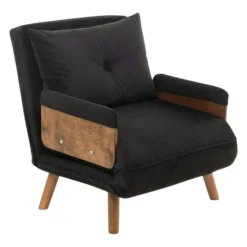 Fauteuil convertible noir 1 place couchage 190 cm LOJA