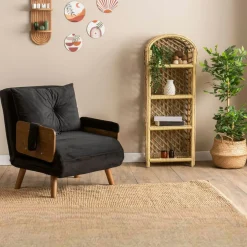 Fauteuil convertible noir 1 place couchage 190 cm LOJA