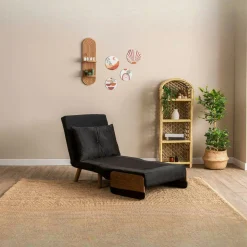 Fauteuil convertible noir 1 place couchage 190 cm LOJA