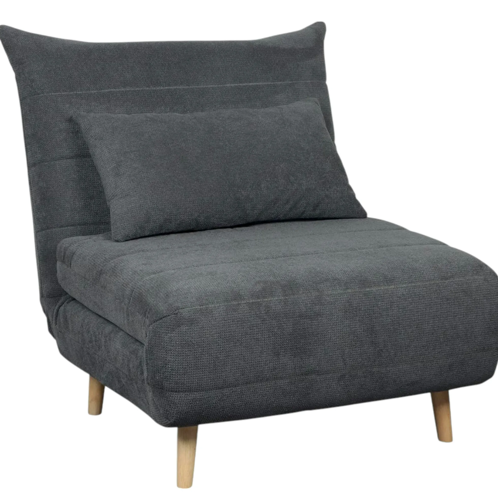 Fauteuil convertible 1 place gris - coussin inclus PALAU
