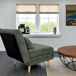 Fauteuil convertible 1 place vert - coussin inclus PALAU