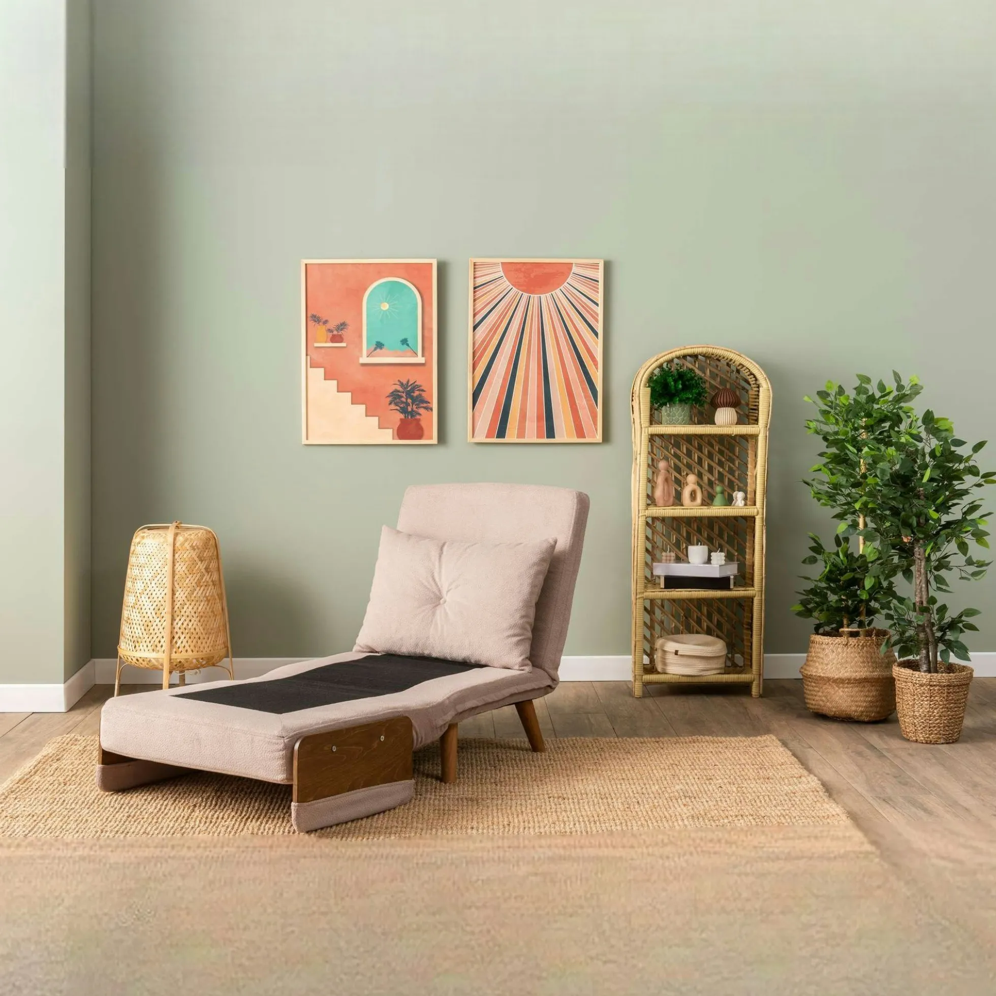 Fauteuil convertible rose poudré 1 place couchage 190 cm LOJA