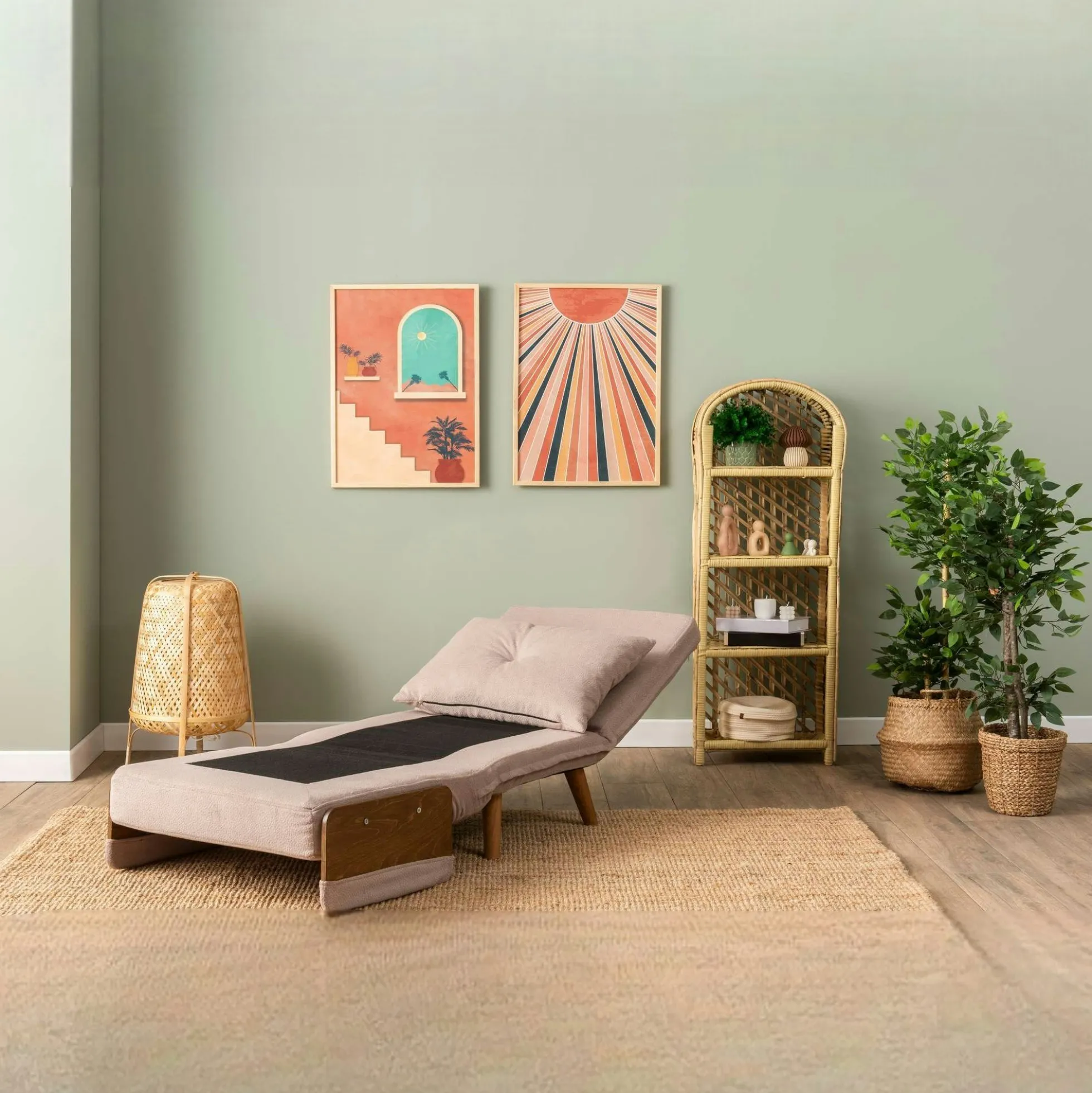 Fauteuil convertible rose poudré 1 place couchage 190 cm LOJA