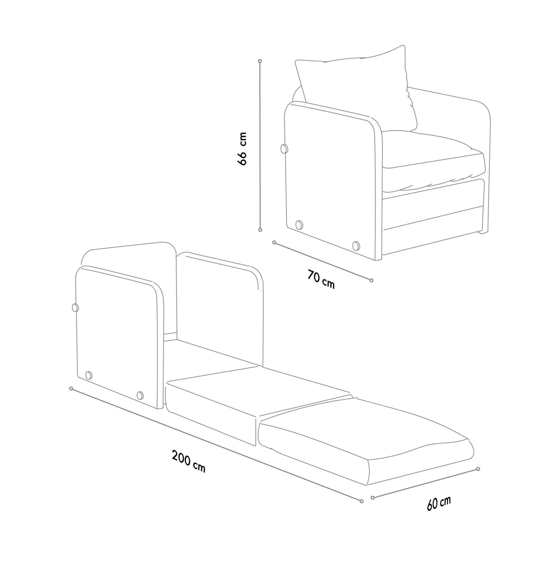 Fauteuil convertible vert foncé lin couchage 200 cm ORURO