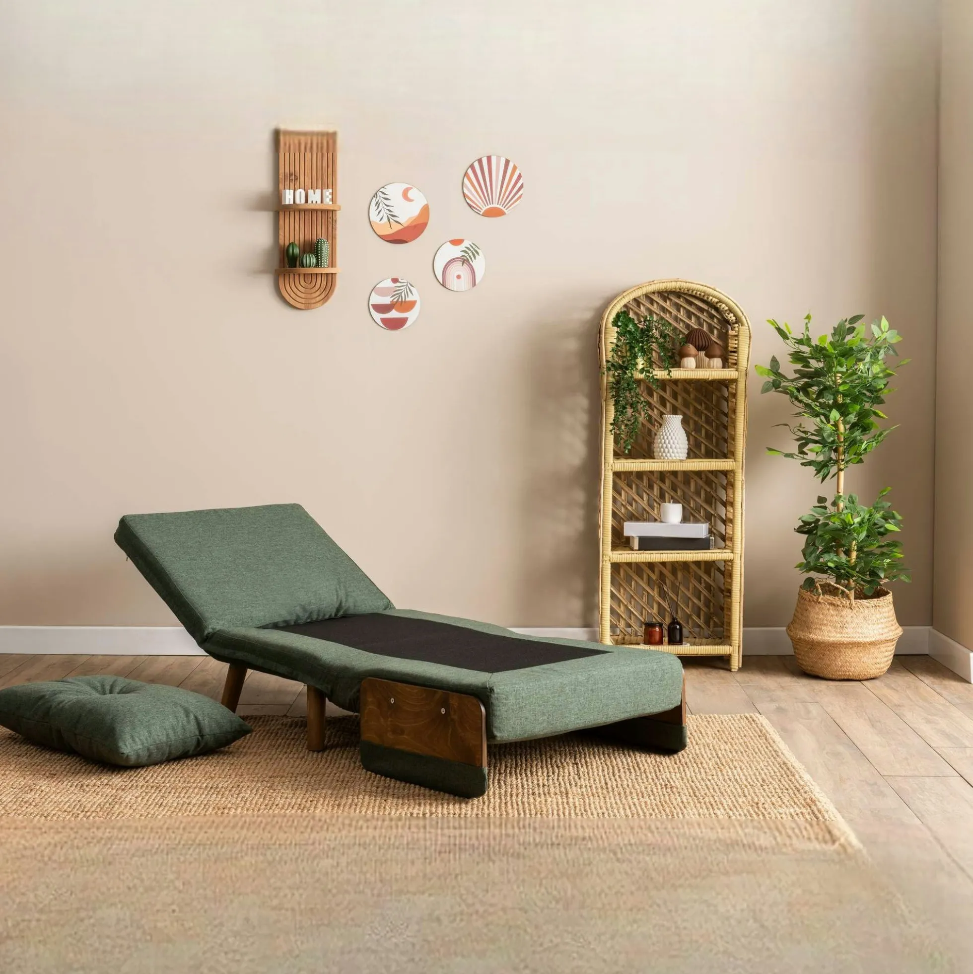 Fauteuil convertible vert 1 place couchage 190 cm LOJA