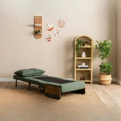Fauteuil convertible vert 1 place couchage 190 cm LOJA