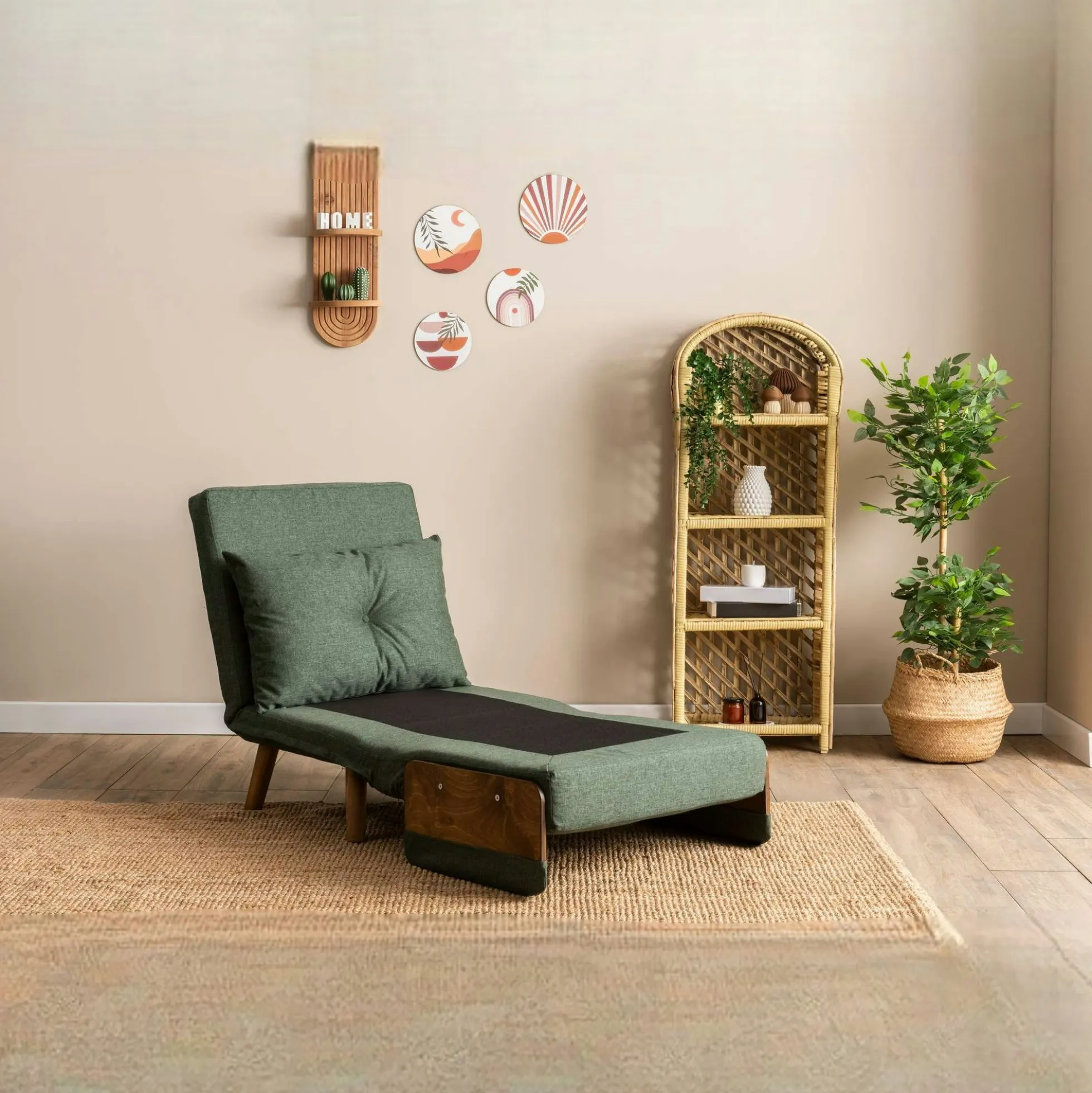 Fauteuil convertible vert 1 place couchage 190 cm LOJA