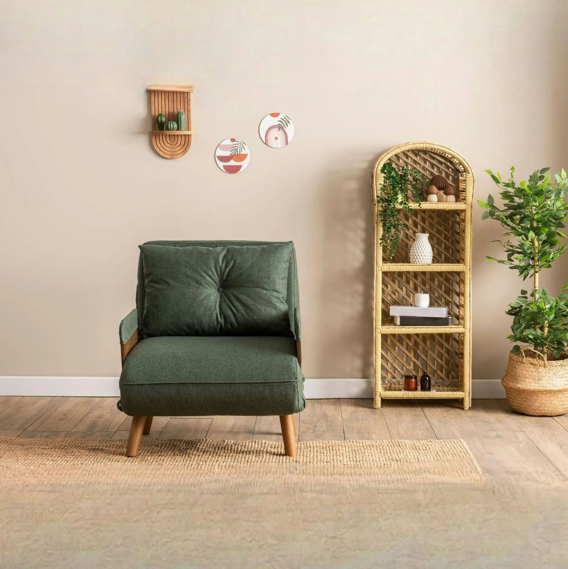 Fauteuil convertible vert 1 place couchage 190 cm LOJA