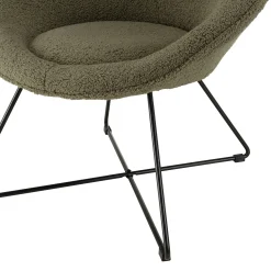 Fauteuil cosy rond tissu bouclette vert kaki TIM