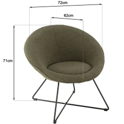 Fauteuil cosy rond tissu bouclette vert kaki TIM