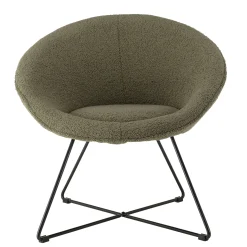 Fauteuil cosy rond tissu bouclette vert kaki TIM