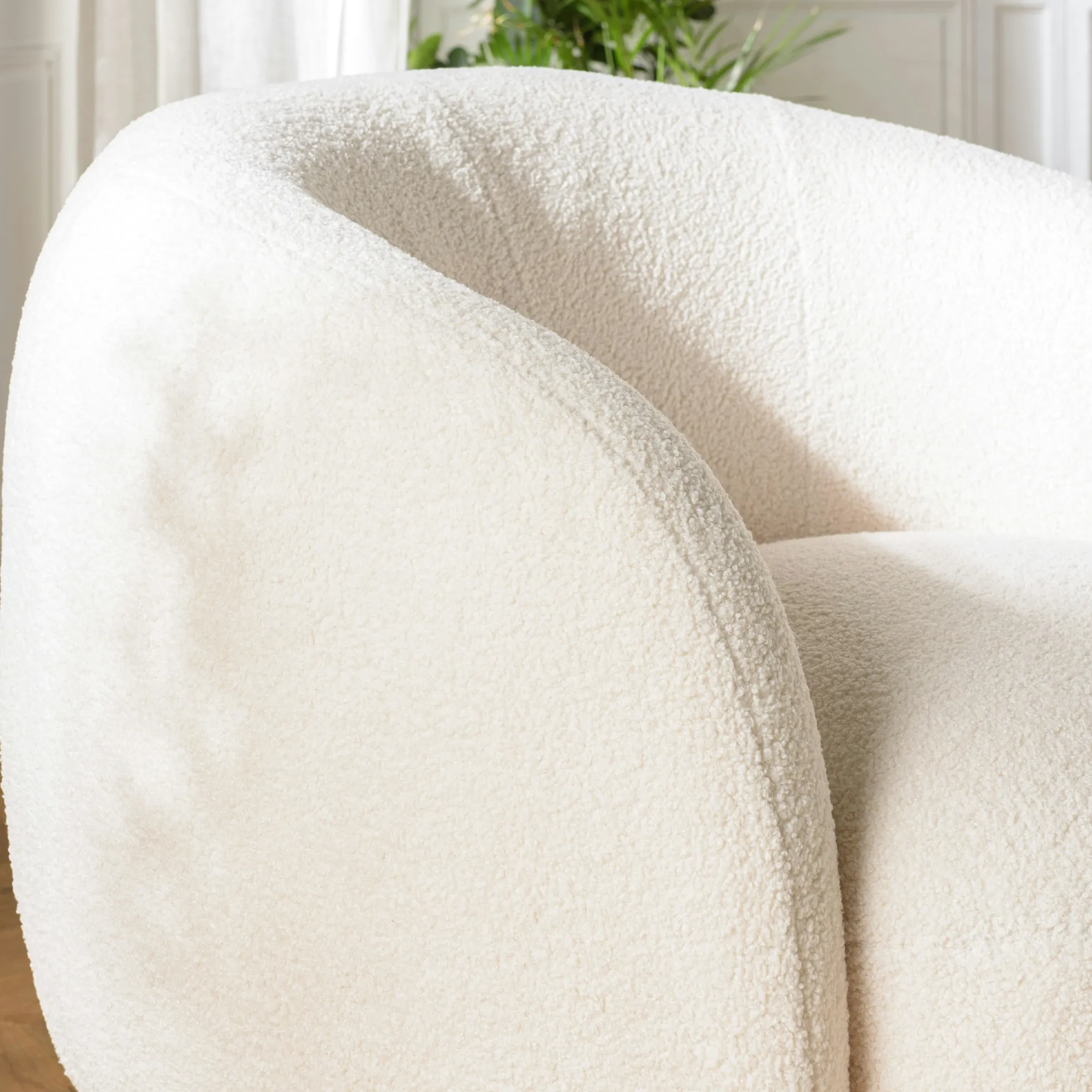 Fauteuil cosy tissu bouclette écru COLOMBUS