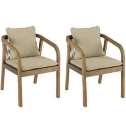 Fauteuil de jardin acacia et cordage vert avec coussins (lot de 2) BAHIA