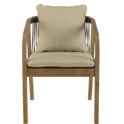 Fauteuil de jardin acacia et cordage vert avec coussins (lot de 2) BAHIA