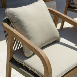 Fauteuil de jardin acacia et cordage vert avec coussins (lot de 2) BAHIA