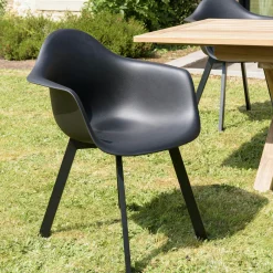 Fauteuil de jardin arrondi noir avec accoudoirs (lot de 6) GIJON