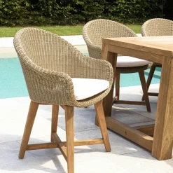 Fauteuil de jardin arrondi résine tressée beige (lot de 2) MANY