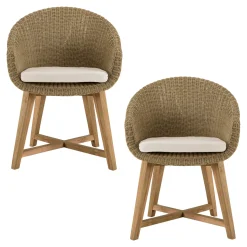 Fauteuil de jardin arrondi résine tressée beige (lot de 2) MANY
